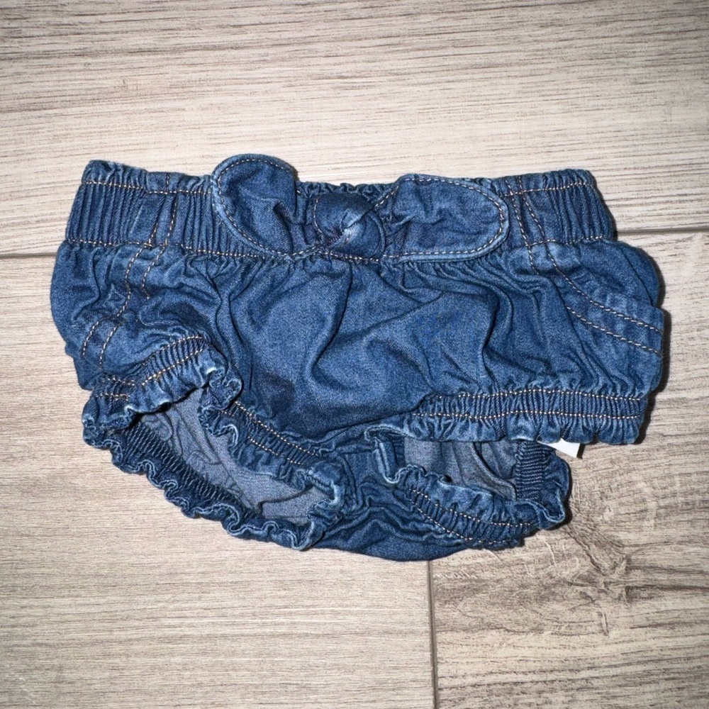 CAT AND JACK Denim Blue Ruffled Baby Bloomers